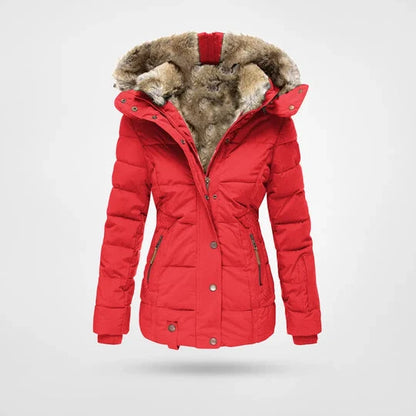 Insulated Quilted Jacket with Faux Fur Hood | Women's Winter Coat 0