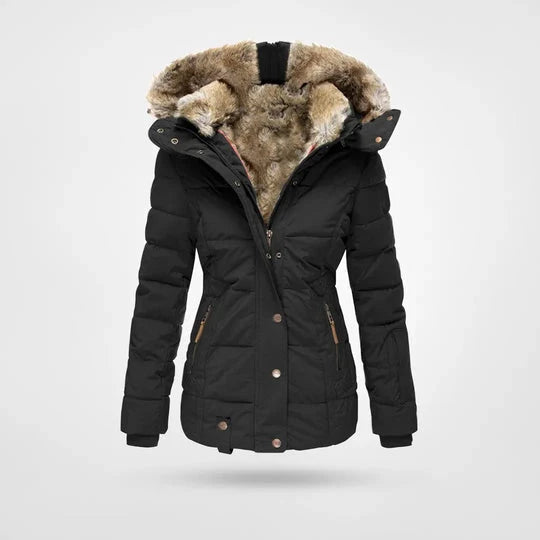 Insulated Quilted Jacket with Faux Fur Hood | Women's Winter Coat 2