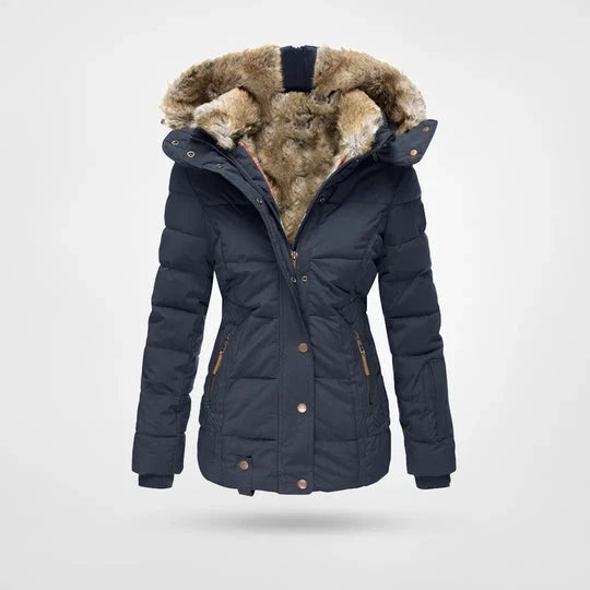 Insulated Quilted Jacket with Faux Fur Hood | Women's Winter Coat 4