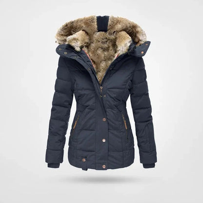 Insulated Quilted Jacket with Faux Fur Hood | Women's Winter Coat 4