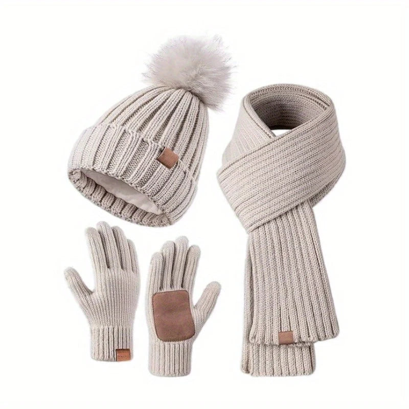 Knitted Winter Hat Set with Scarf & Touchscreen Gloves | Women’s Winter Accessories 0