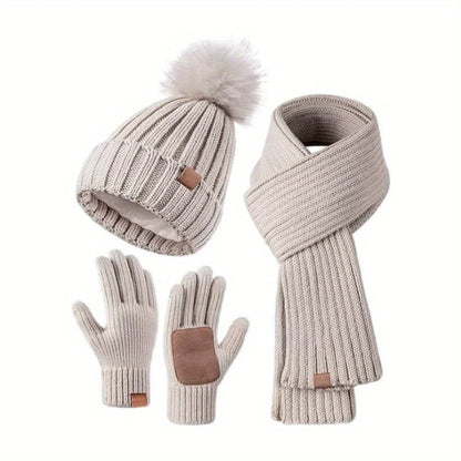 Knitted Winter Hat Set with Scarf & Touchscreen Gloves | Women’s Winter Accessories 0