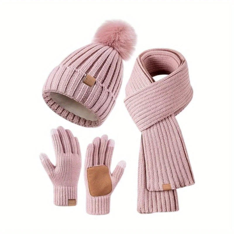 Knitted Winter Hat Set with Scarf & Touchscreen Gloves | Women’s Winter Accessories 2