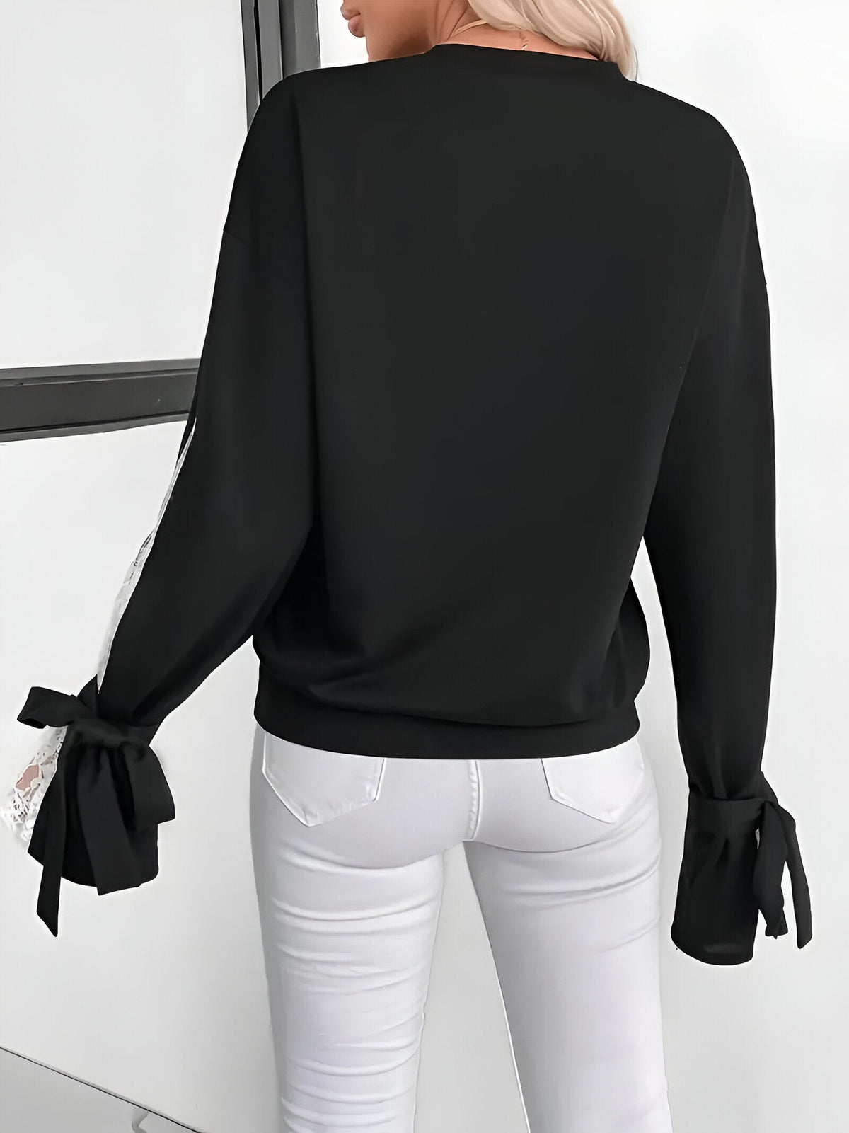 Lace-Panel Sweatshirt | Women Long-Sleeve Casual Top 1
