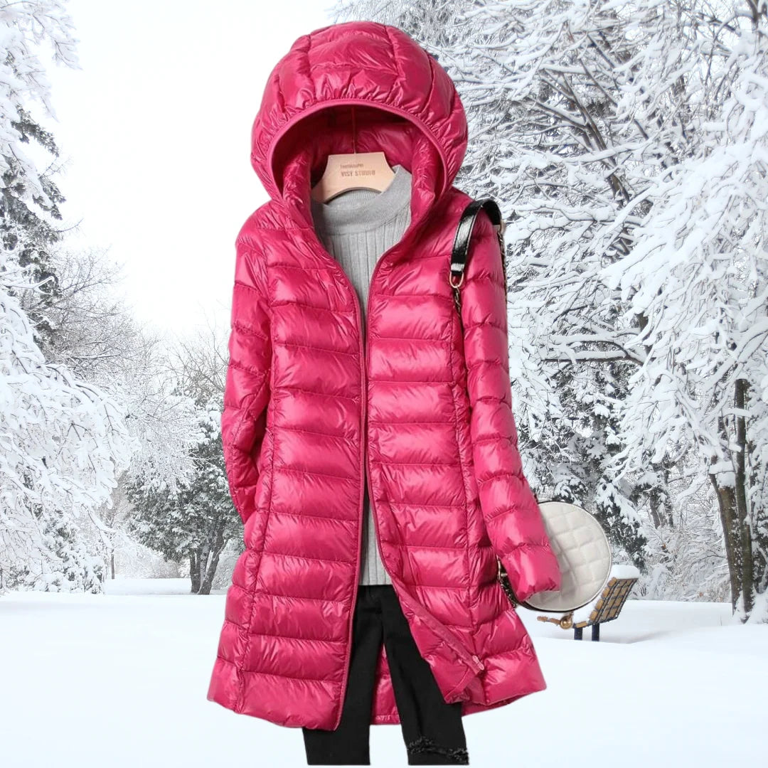 Long Puffer Coat | Women's Black Quilted Winter Jacket 6