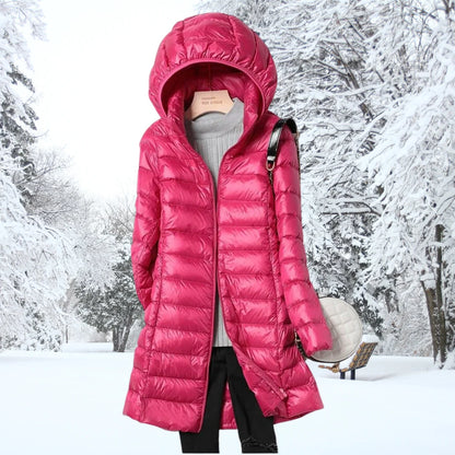 Long Puffer Coat | Women's Black Quilted Winter Jacket 6