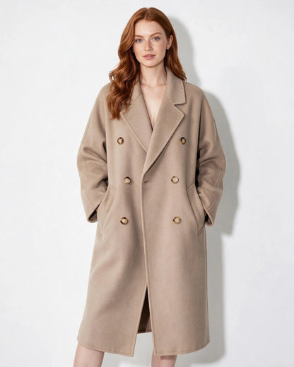 Long Wool Coat | Women’s Double-Breasted Notch Lapel 12