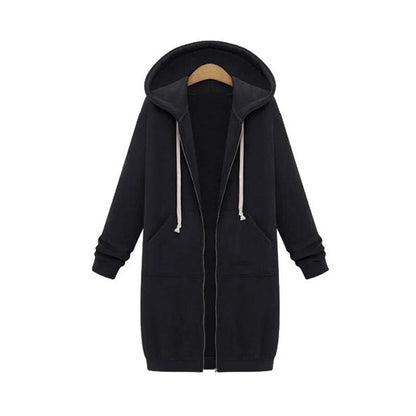 Longline Zip-Up Hoodie | Women's Relaxed Fit with Pockets 0