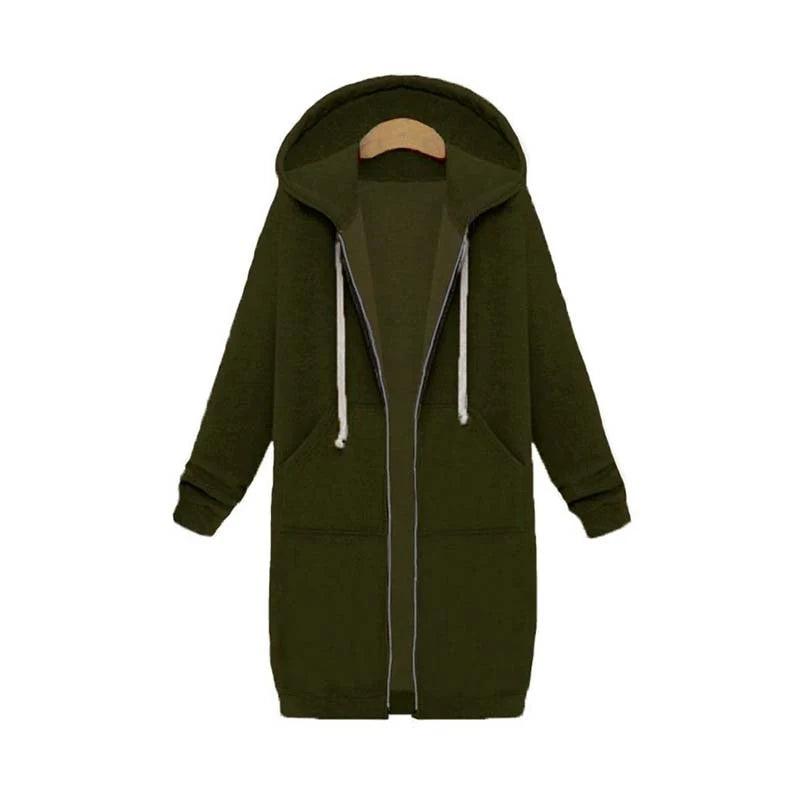 Longline Zip-Up Hoodie | Women's Relaxed Fit with Pockets 10