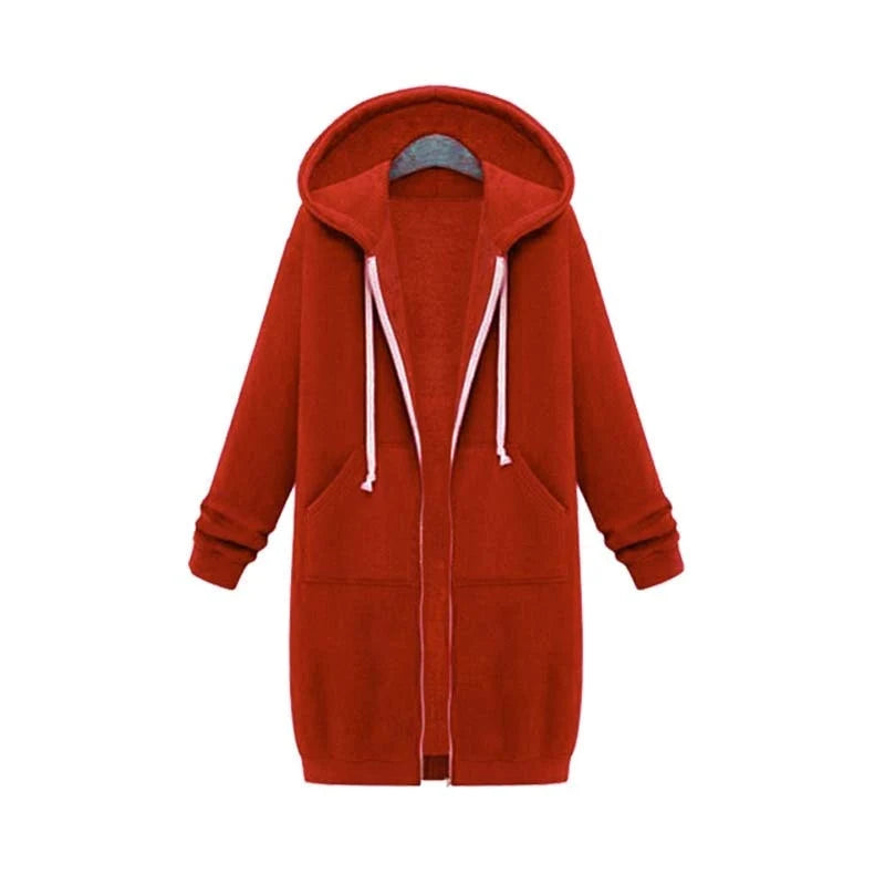 Longline Zip-Up Hoodie | Women's Relaxed Fit with Pockets 11