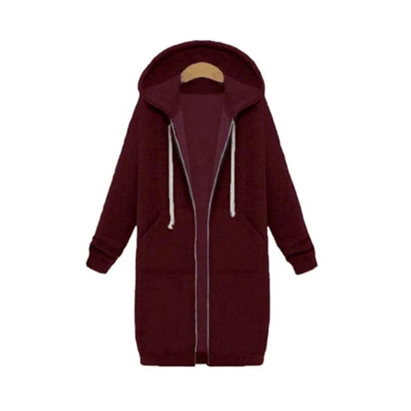 Longline Zip-Up Hoodie | Women's Relaxed Fit with Pockets 12