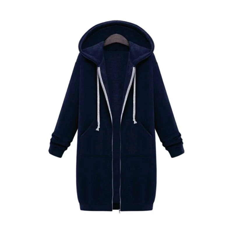 Longline Zip-Up Hoodie | Women's Relaxed Fit with Pockets 13
