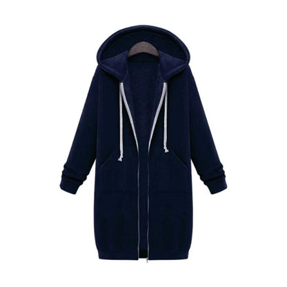 Longline Zip-Up Hoodie | Women's Relaxed Fit with Pockets 13