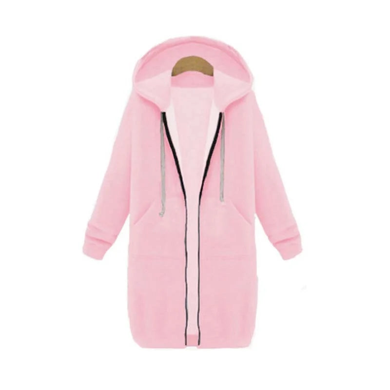 Longline Zip-Up Hoodie | Women's Relaxed Fit with Pockets 14