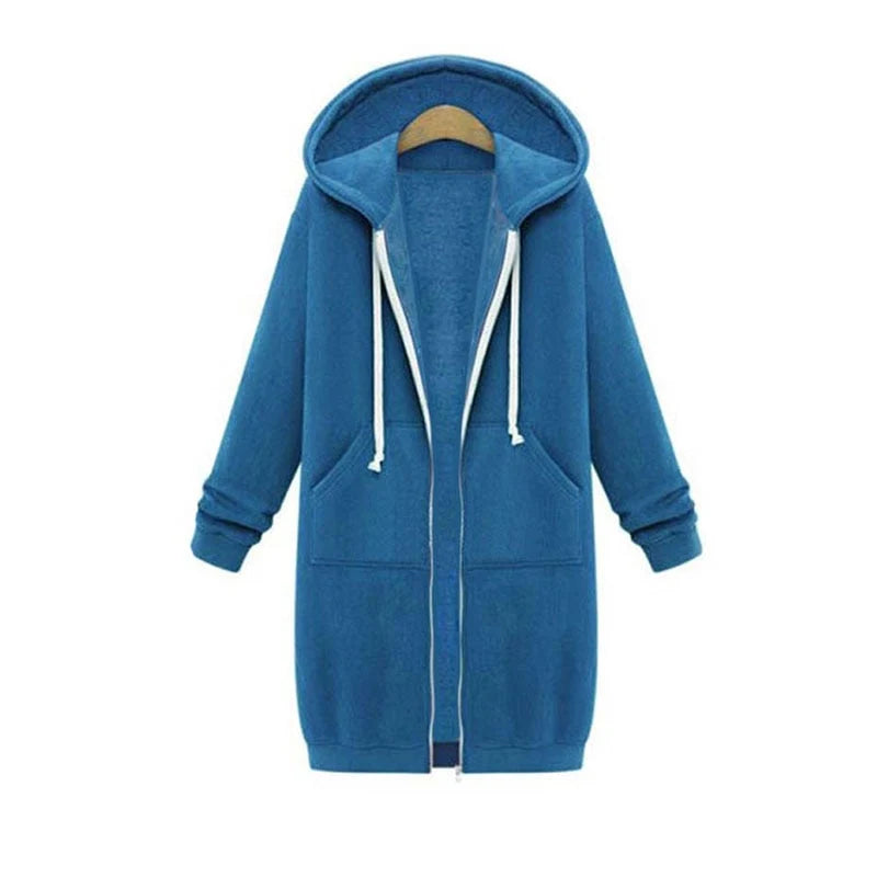 Longline Zip-Up Hoodie | Women's Relaxed Fit with Pockets 4