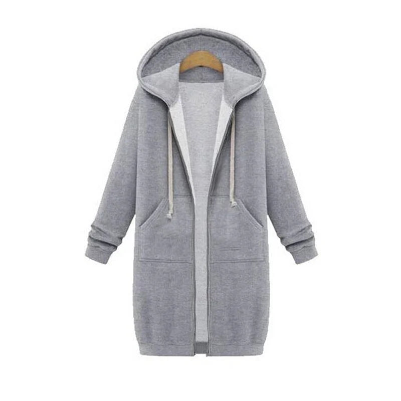 Longline Zip-Up Hoodie | Women's Relaxed Fit with Pockets 6