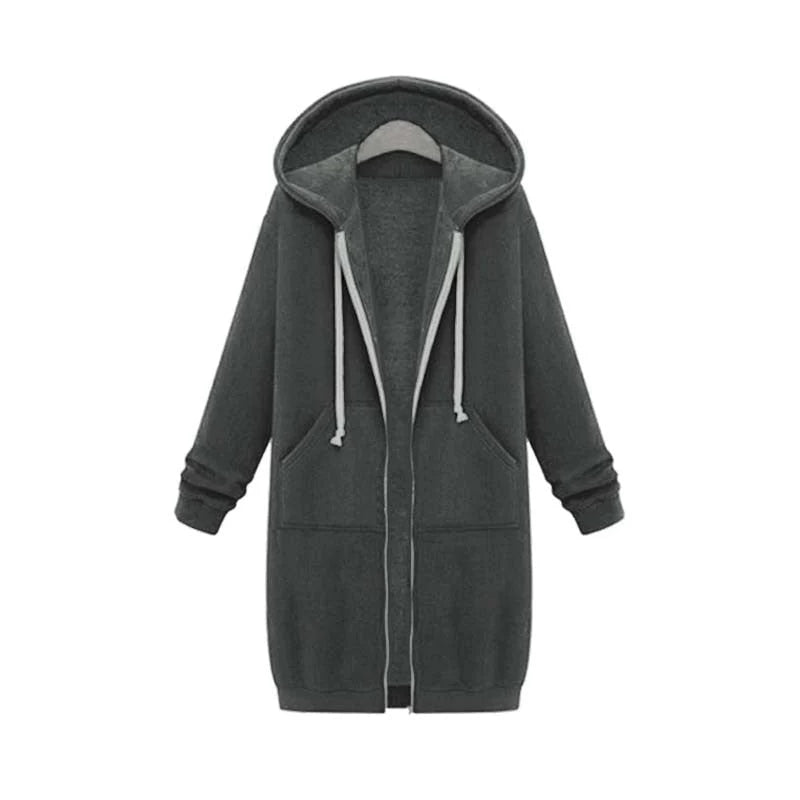 Longline Zip-Up Hoodie | Women's Relaxed Fit with Pockets 7