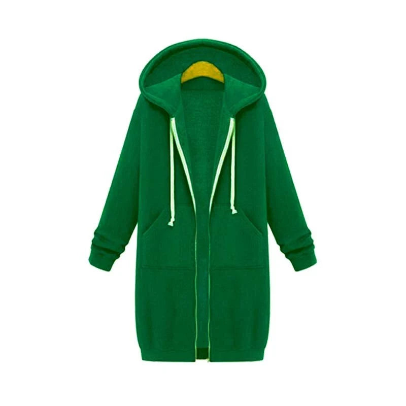 Longline Zip-Up Hoodie | Women's Relaxed Fit with Pockets 8