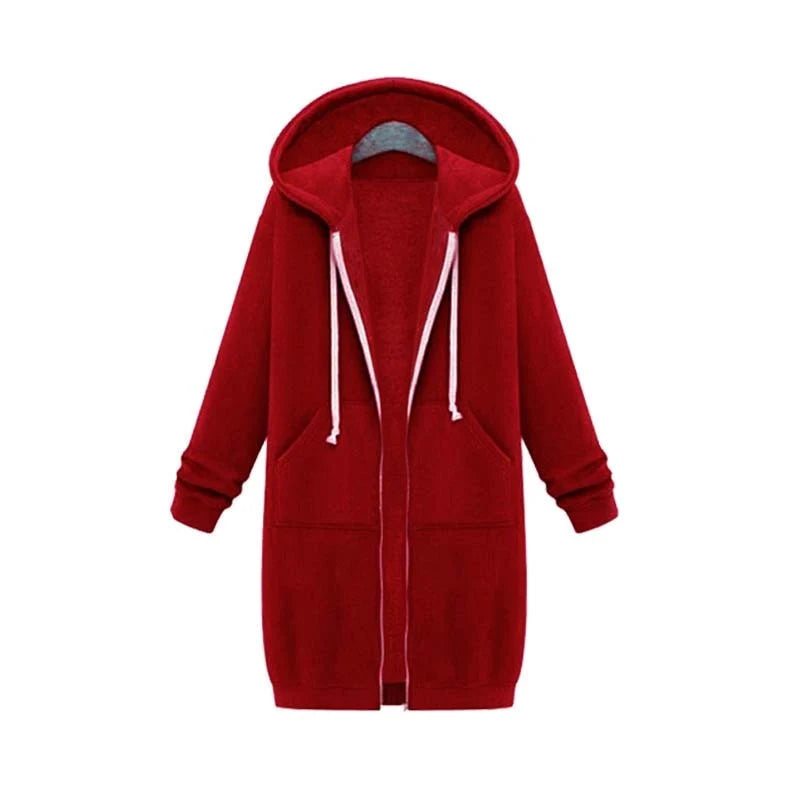 Longline Zip-Up Hoodie | Women's Relaxed Fit with Pockets 9