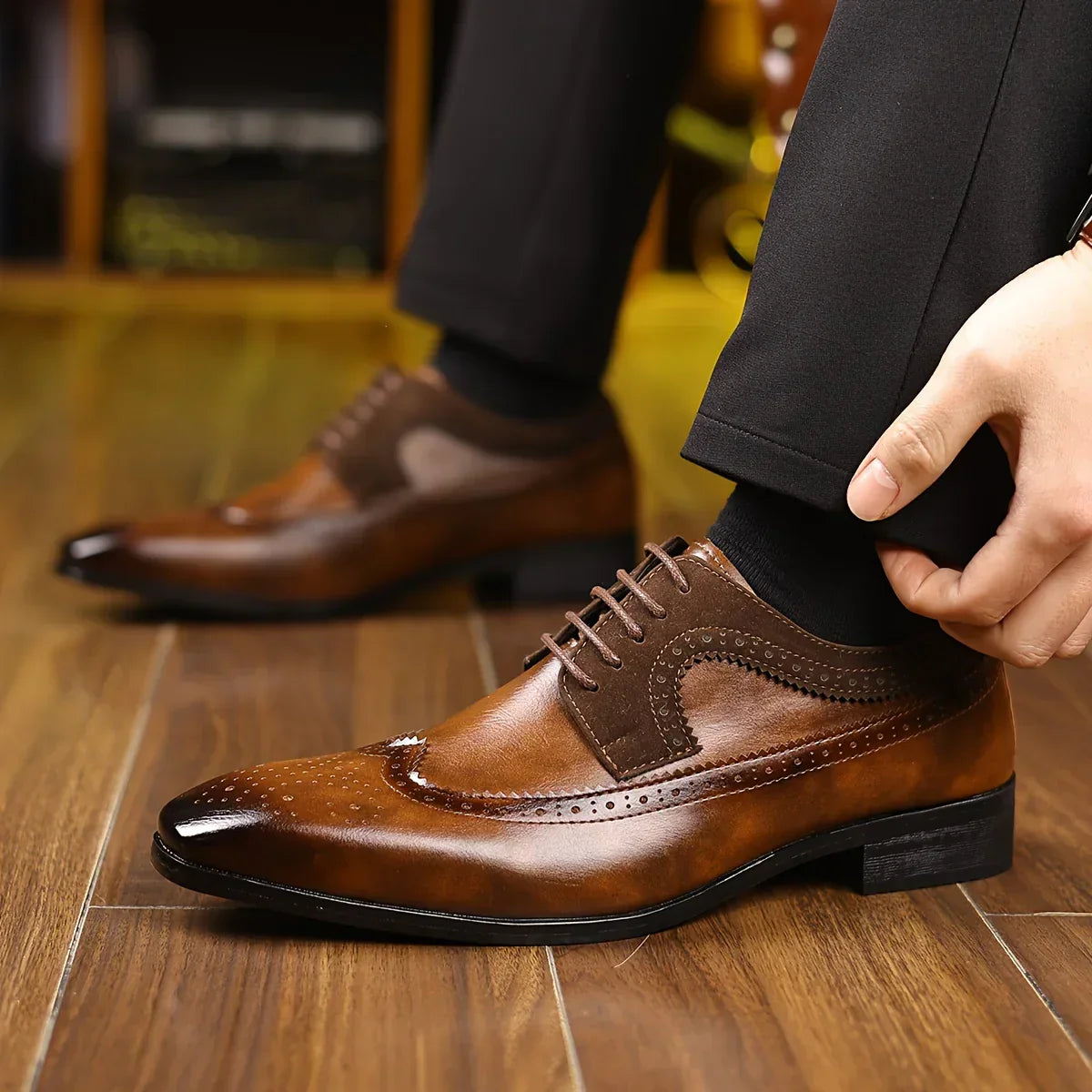 Men's Classic Black Dress Shoes | Formal Leather Footwear 1