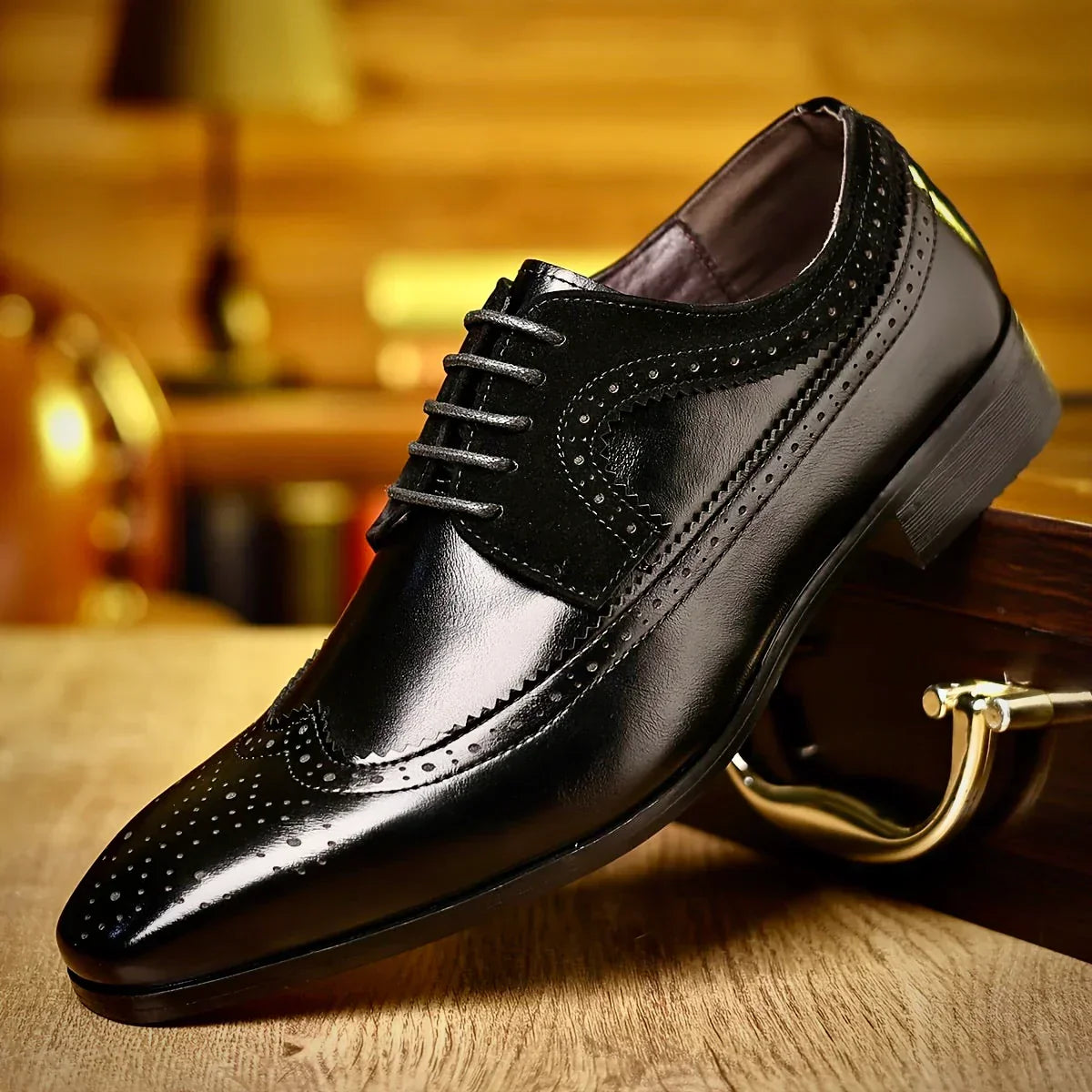 Men's Classic Black Dress Shoes | Formal Leather Footwear 4