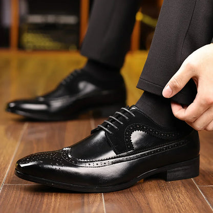 Men's Classic Black Dress Shoes | Formal Leather Footwear 5