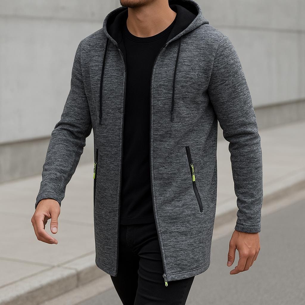 Men's Fleece Lined Hooded Jacket | Men's Winter Coat Black 1