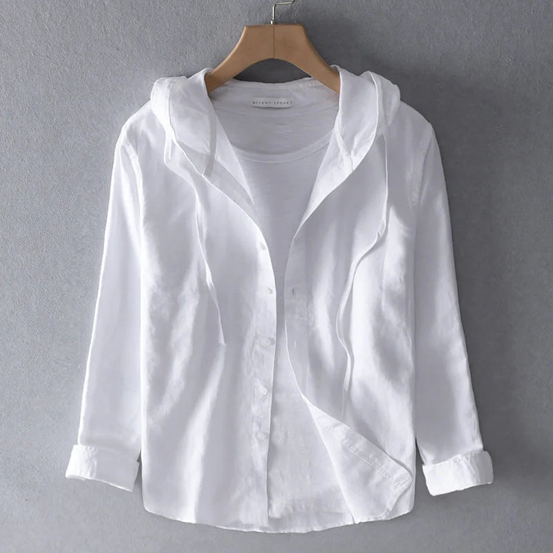 Men's Lightweight White Linen Shirt 1