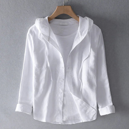 Men's Lightweight White Linen Shirt 1