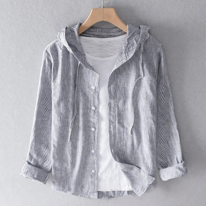 Men's Lightweight White Linen Shirt 3
