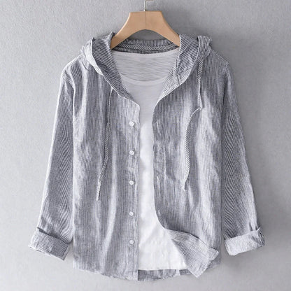Men's Lightweight White Linen Shirt 3