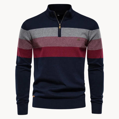 Men's Quarter Zip Striped Jumper | Slim Fit Knitwear 0
