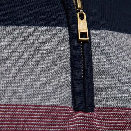Men's Quarter Zip Striped Jumper | Slim Fit Knitwear 2