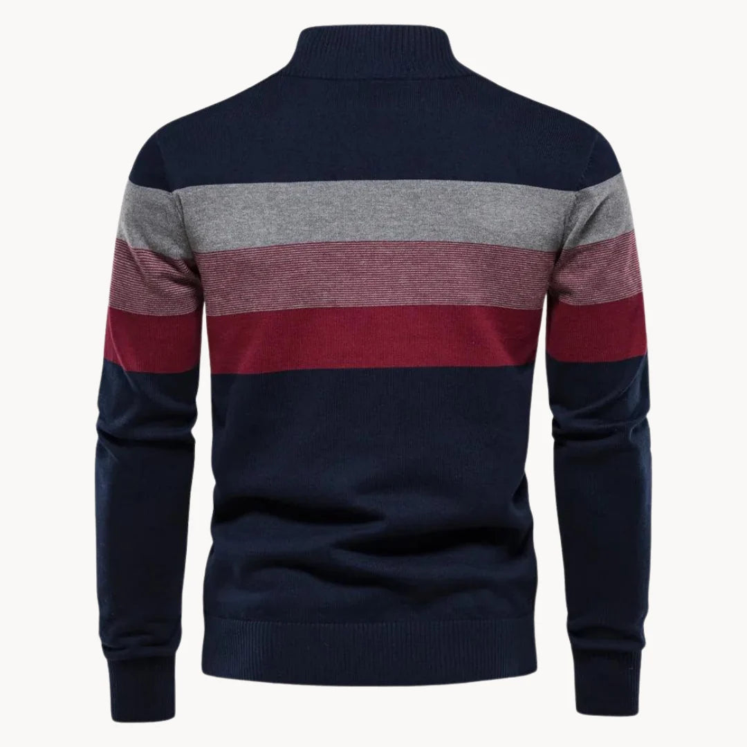 Men's Quarter Zip Striped Jumper | Slim Fit Knitwear 3