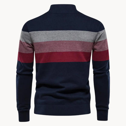 Men's Quarter Zip Striped Jumper | Slim Fit Knitwear 3