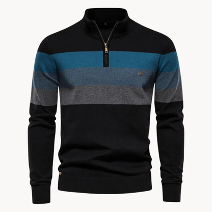 Men's Quarter Zip Striped Jumper | Slim Fit Knitwear 5