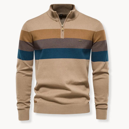 Men's Quarter Zip Striped Jumper | Slim Fit Knitwear 6