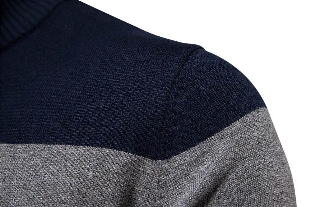 Men's Quarter Zip Striped Jumper | Slim Fit Knitwear 7