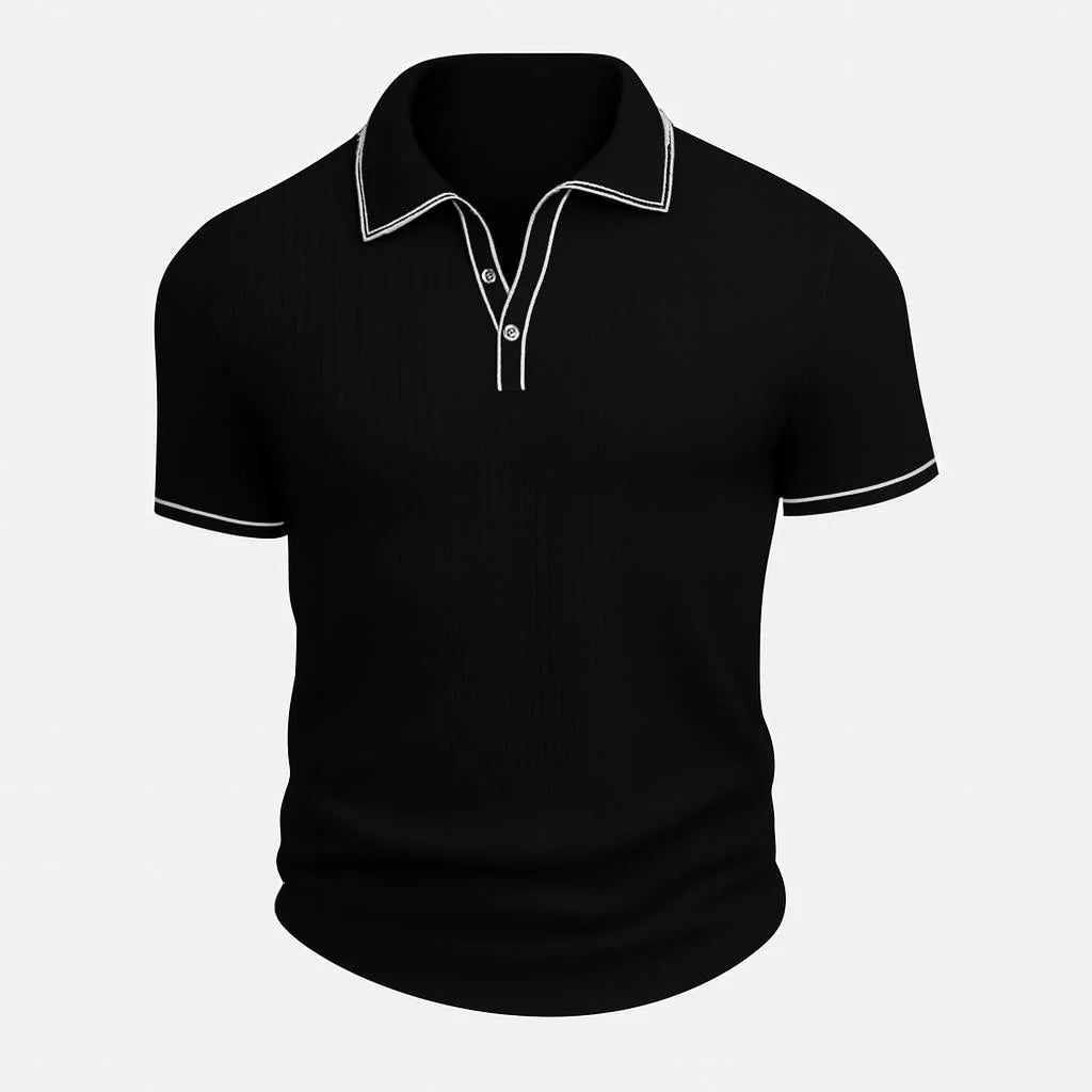 Men's Ribbed Polo Shirt | Slim Fit Smart Casual Top 5