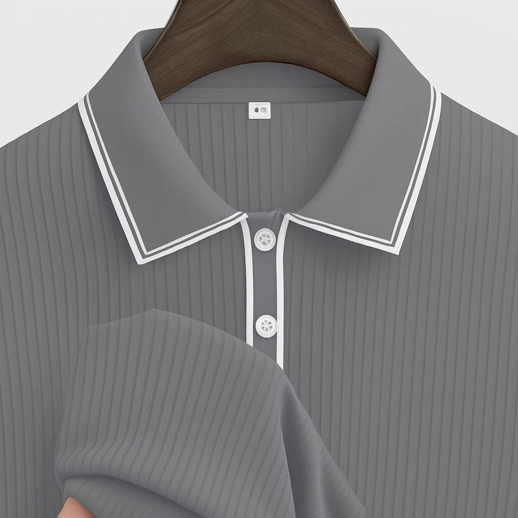 Men's Ribbed Polo Shirt | Slim Fit Smart Casual Top 6