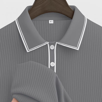 Men's Ribbed Polo Shirt | Slim Fit Smart Casual Top 6