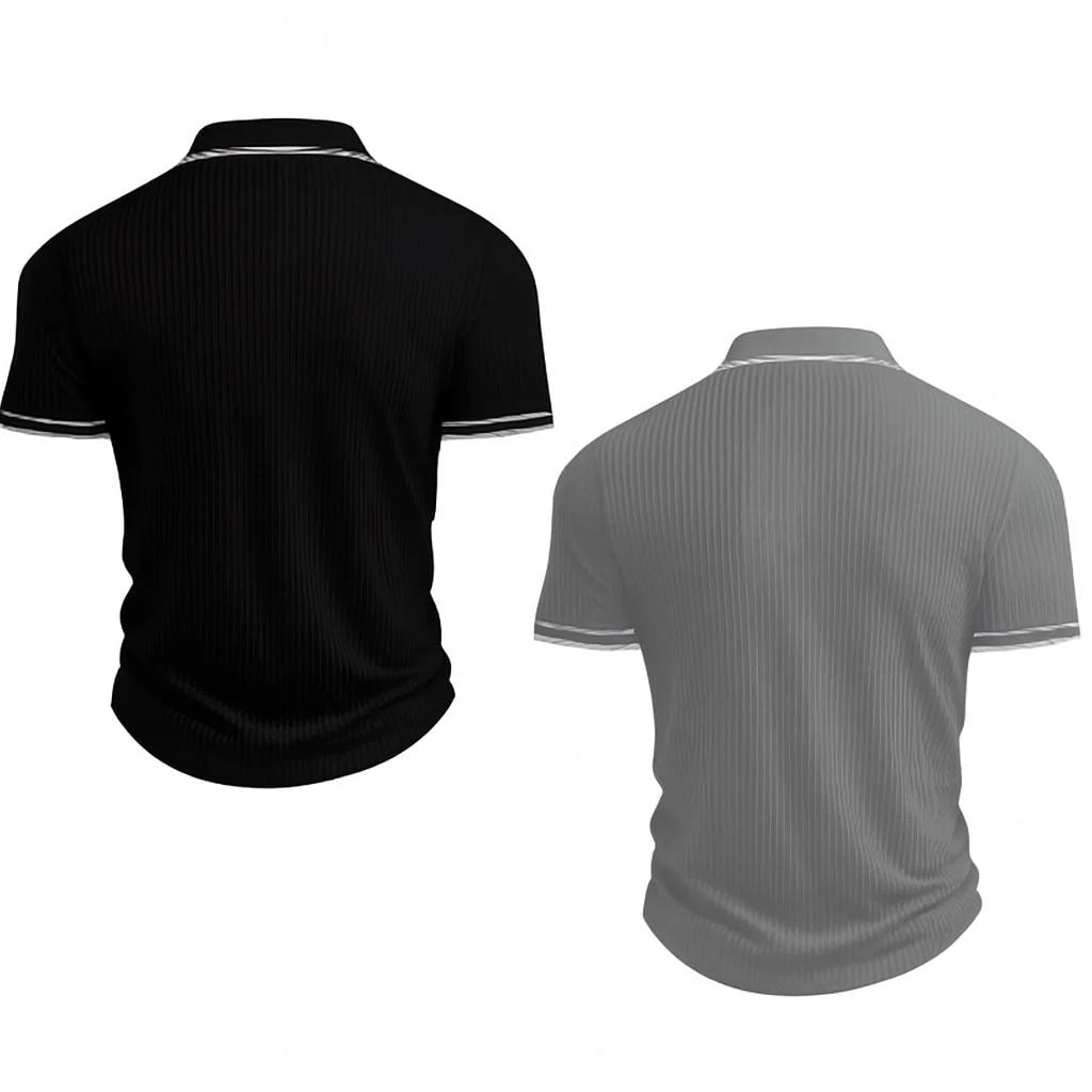 Men's Ribbed Polo Shirt | Slim Fit Smart Casual Top 7