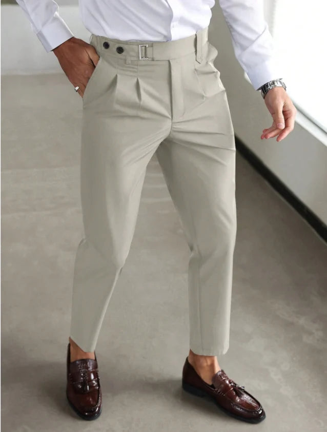 Men's Slim Fit Chinos | Business Casual Trousers with Pockets 0