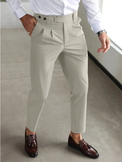 Men's Slim Fit Chinos | Business Casual Trousers with Pockets 0
