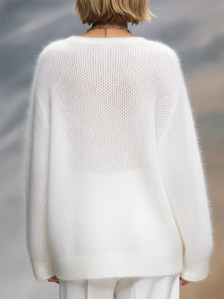 Men's Solid Color Loose Pullover Sweater | Comfortable Knit 3
