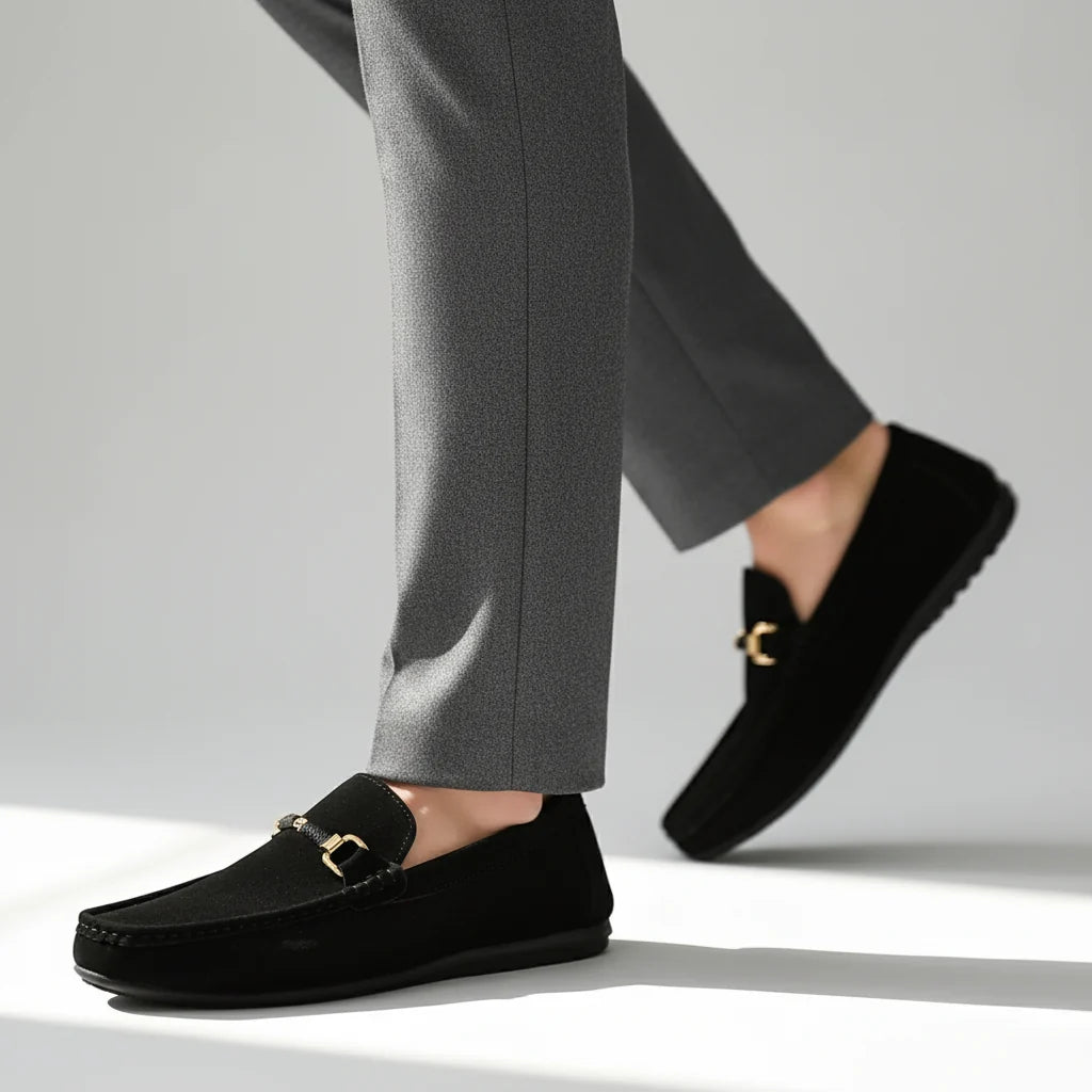 Men's Suede Loafers with Buckle | Slip-On Loafer Shoes 7