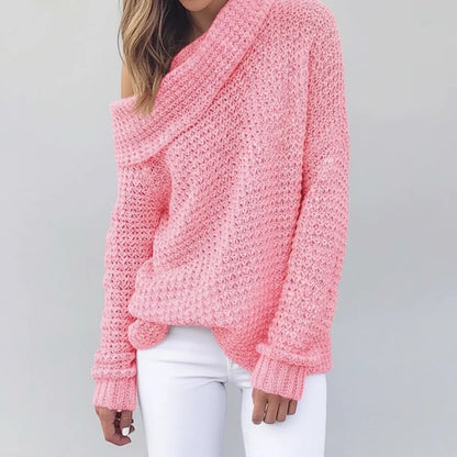Off Shoulder Knit Sweater | Women's Relaxed Long Sleeve Top 1