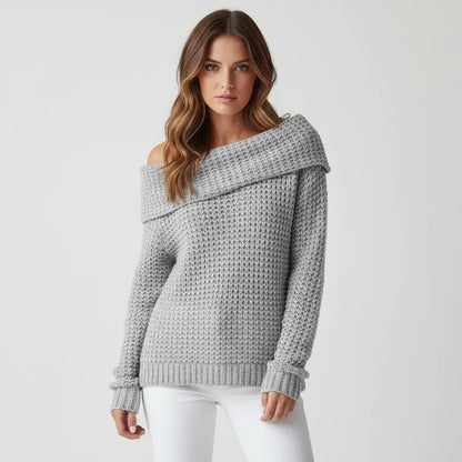 Off Shoulder Knit Sweater | Women's Relaxed Long Sleeve Top 3