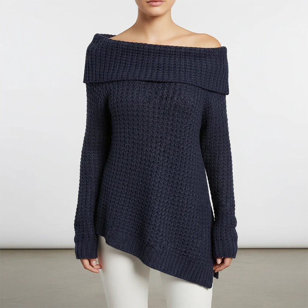 Off Shoulder Knit Sweater | Women's Relaxed Long Sleeve Top 4