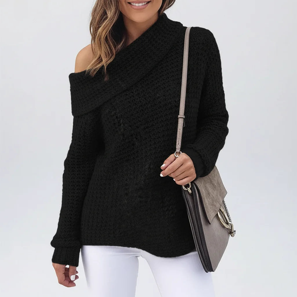 Off Shoulder Knit Sweater | Women's Relaxed Long Sleeve Top 6